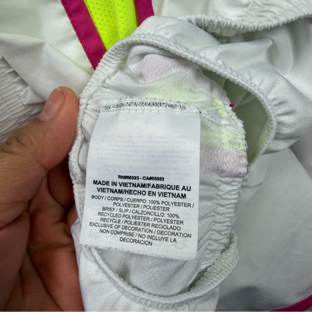 Women’s Nike Dri Fit White/pink/neon Yellow  Lined Running Shorts Size Medium - Picture 12 of 14